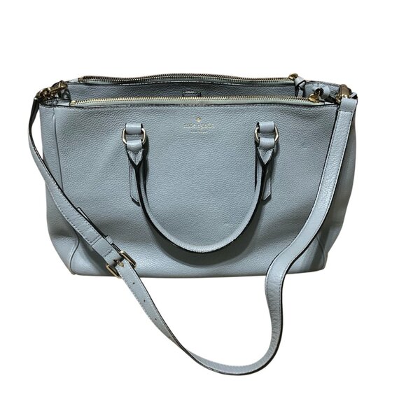 Kate Spade Light Blue Pebbled Leather Satchel With Dual Handles & Adjustable Cro - Picture 4 of 12